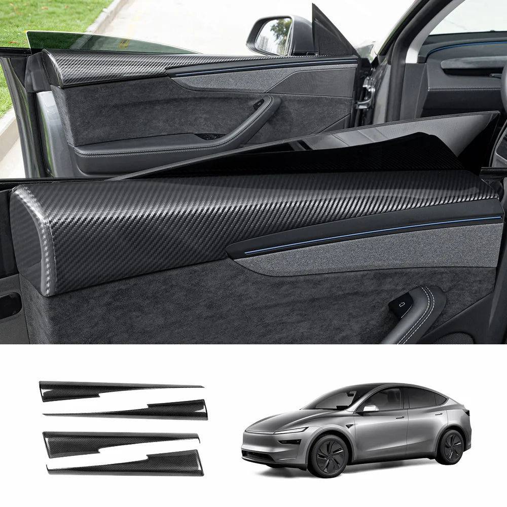 [Real Carbon Fiber] Upper Door Panel Trim Overlay Covers for Tesla Model Y Juniper 2025+ - T-Launch