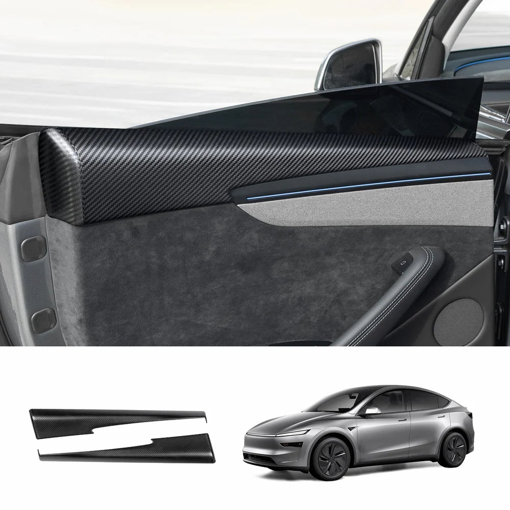 [Real Carbon Fiber] Upper Door Panel Trim Overlay Covers for Tesla Model Y Juniper 2025+ - T-Launch