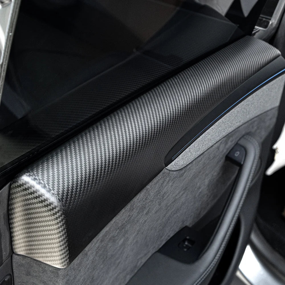 [Real Carbon Fiber] Upper Door Panel Trim Overlay Covers for Tesla Model Y Juniper 2025+ - T-Launch