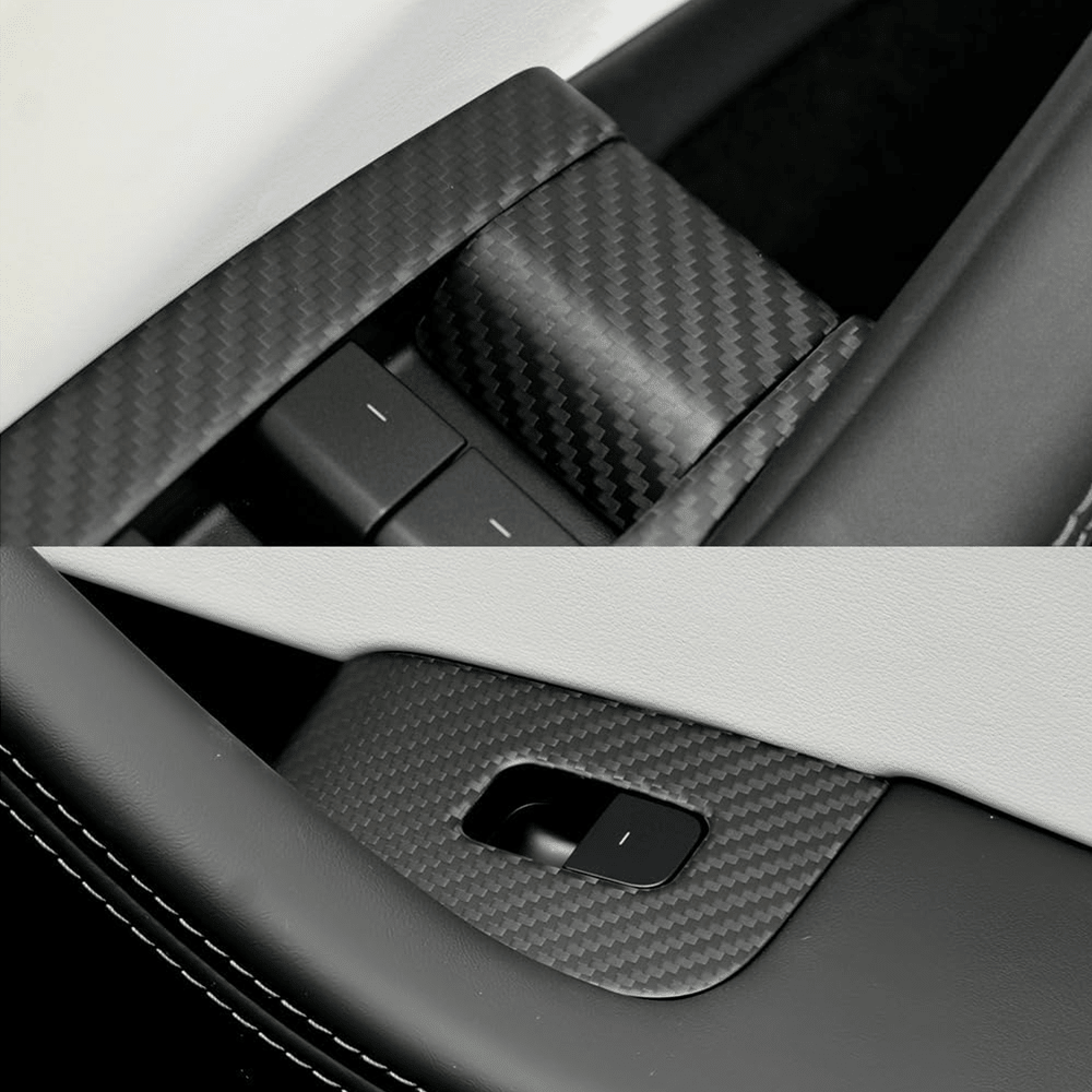 [Real Carbon Fiber] Window Lift Button Trim Switch Covers (10 PCS) for Tesla Model 3 Highland 2024+ - T-Launch
