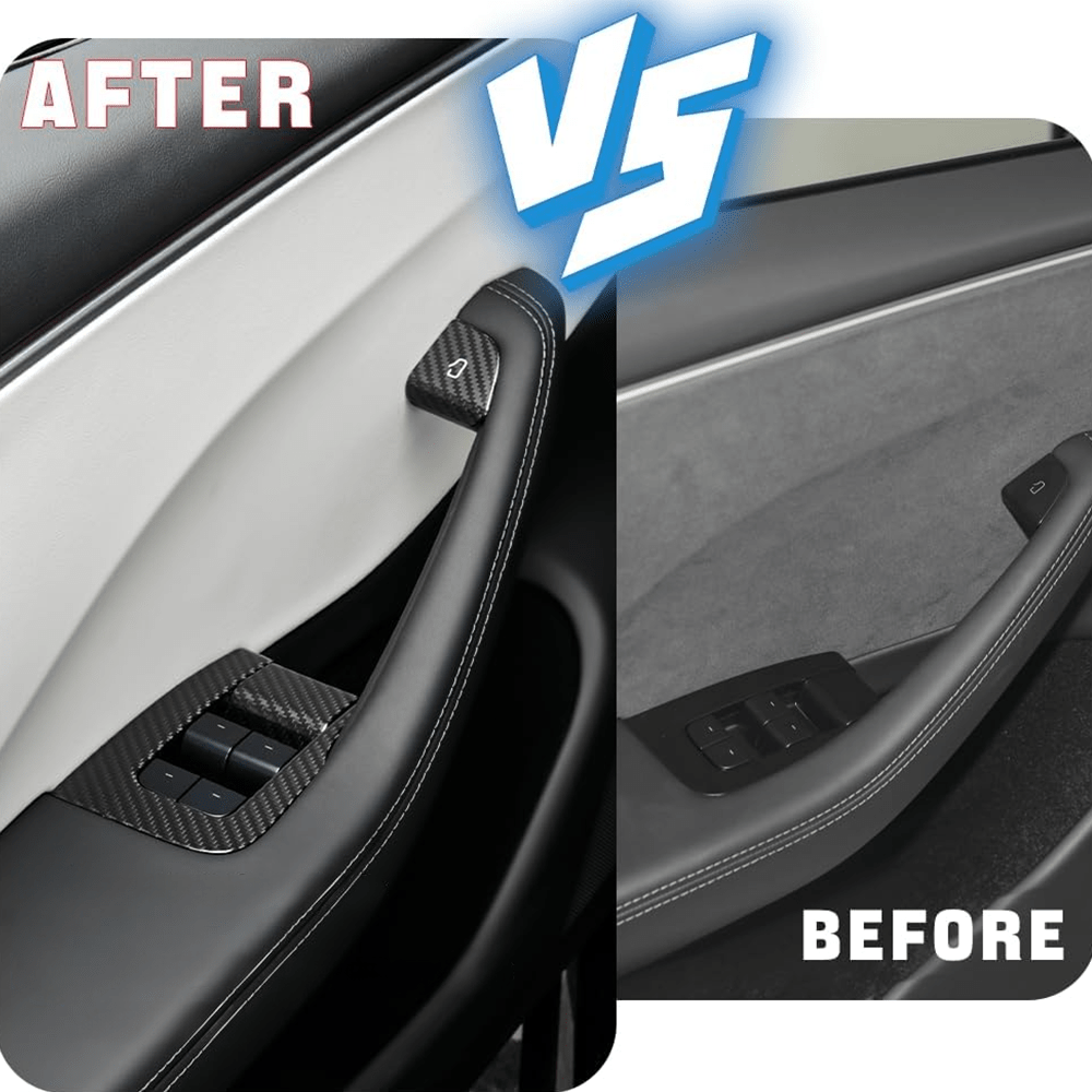 [Real Carbon Fiber] Window Lift Button Trim Switch Covers (10 PCS) for Tesla Model 3 Highland 2024+ - T-Launch