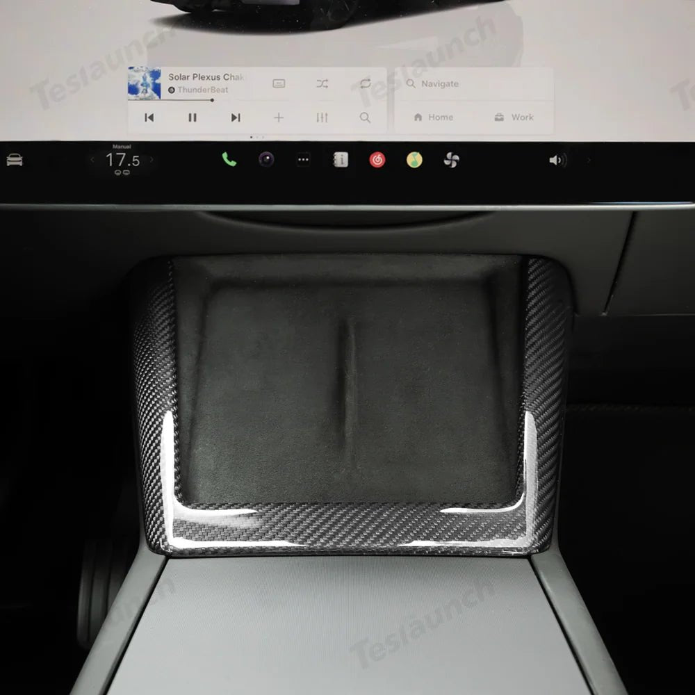 [Real Carbon Fiber] Wireless Charging Area Trim for Tesla Model Y Juniper 2025+ - T-Launch
