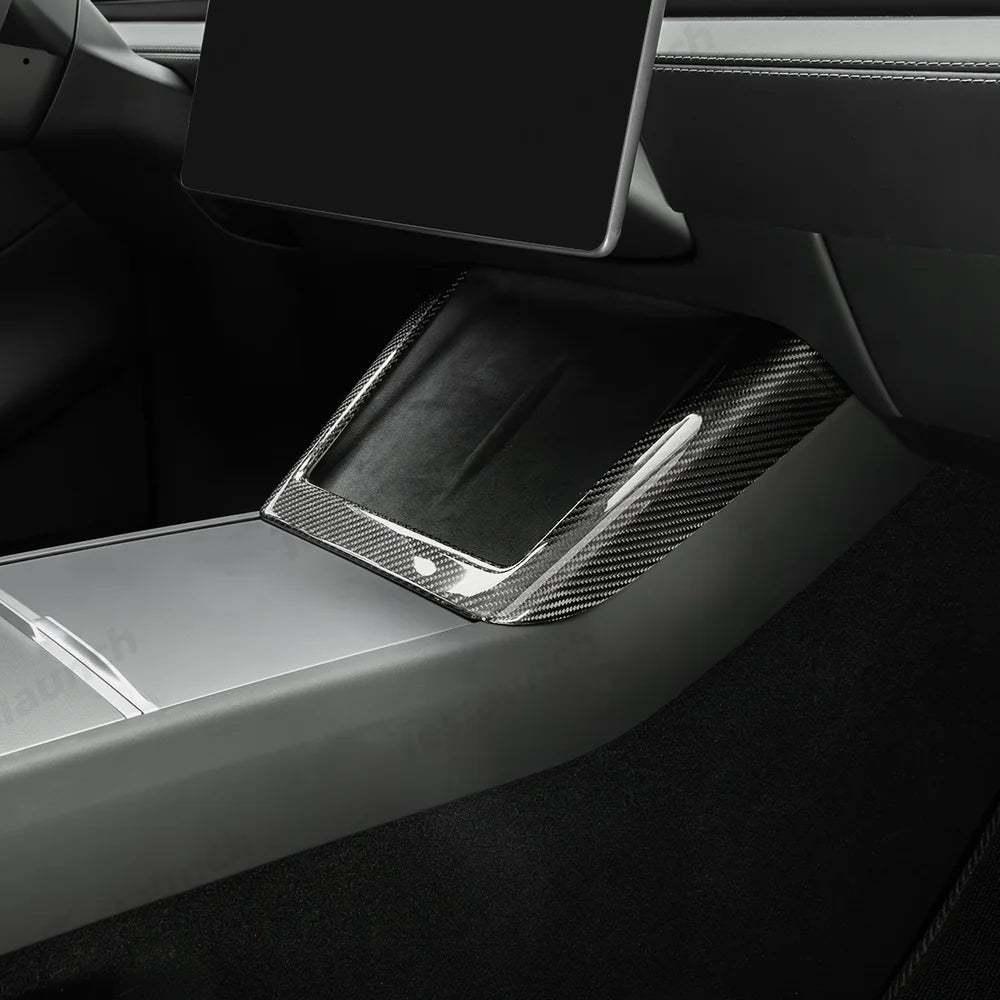 [Real Carbon Fiber] Wireless Charging Area Trim for Tesla Model Y Juniper 2025+ - T-Launch