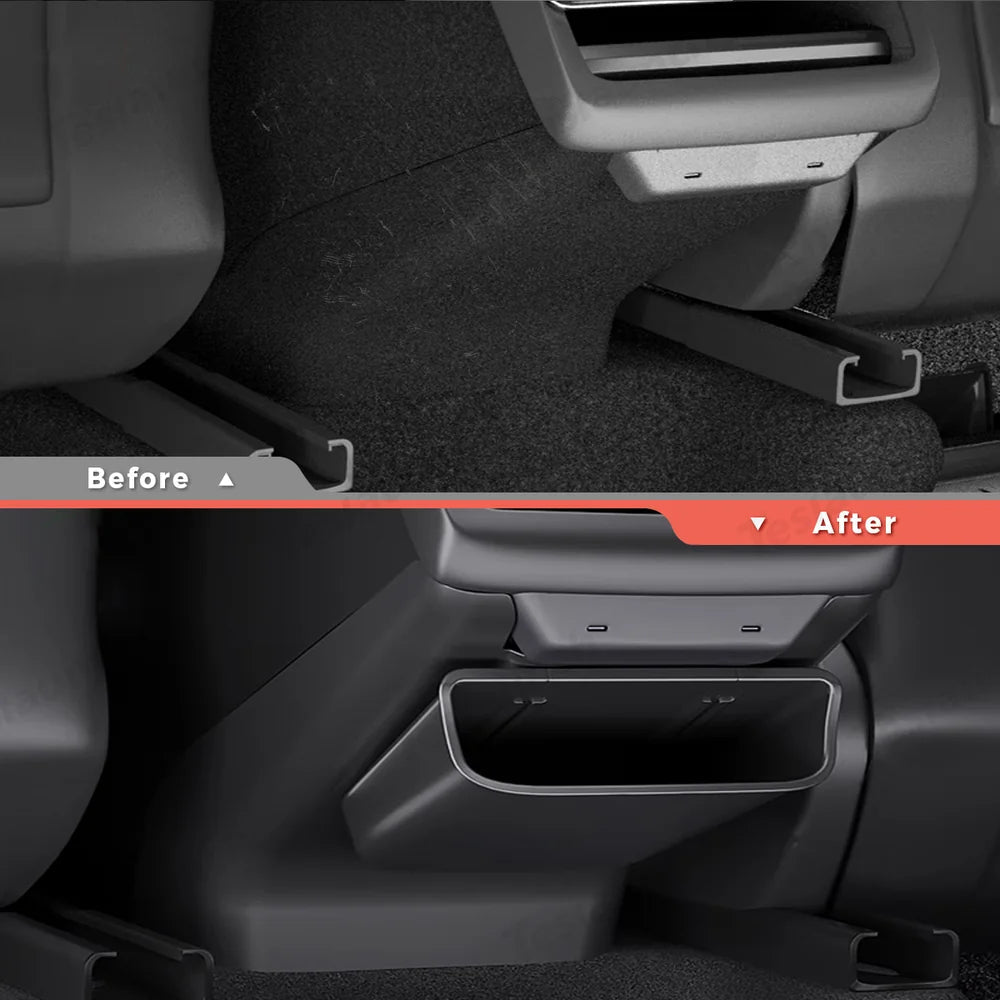 Rear Center Console Kick Guard & Storage Box for Tesla Model Y Juniper 2025+ / Model 3 Highland 2024+ - T-Launch