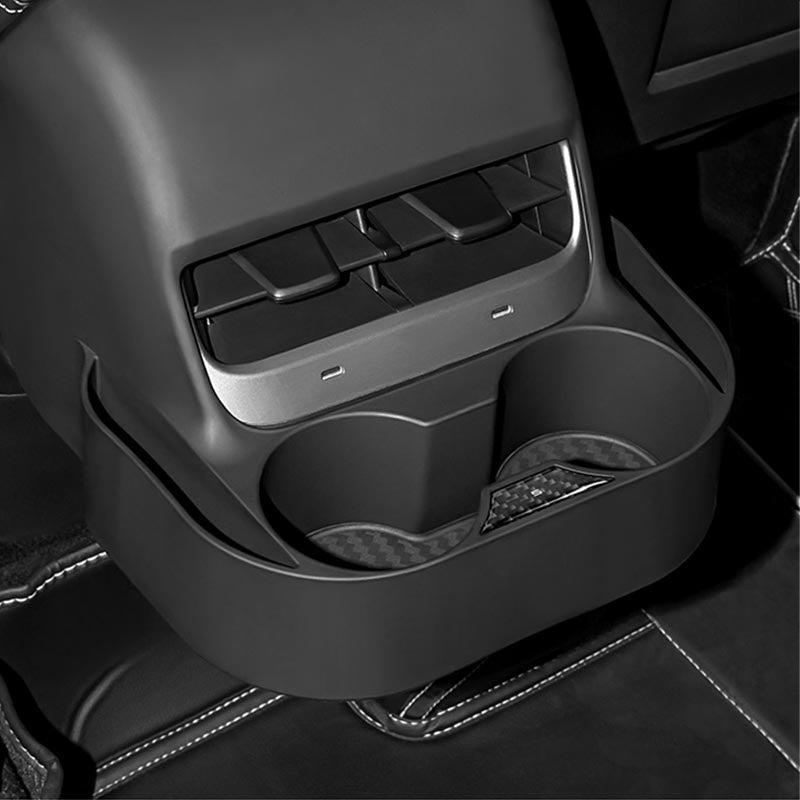 Rear Exhaust Cup Holder Storage Box for Tesla Model 3 (2017-2023) / Model Y (2020-2024) - T-Launch