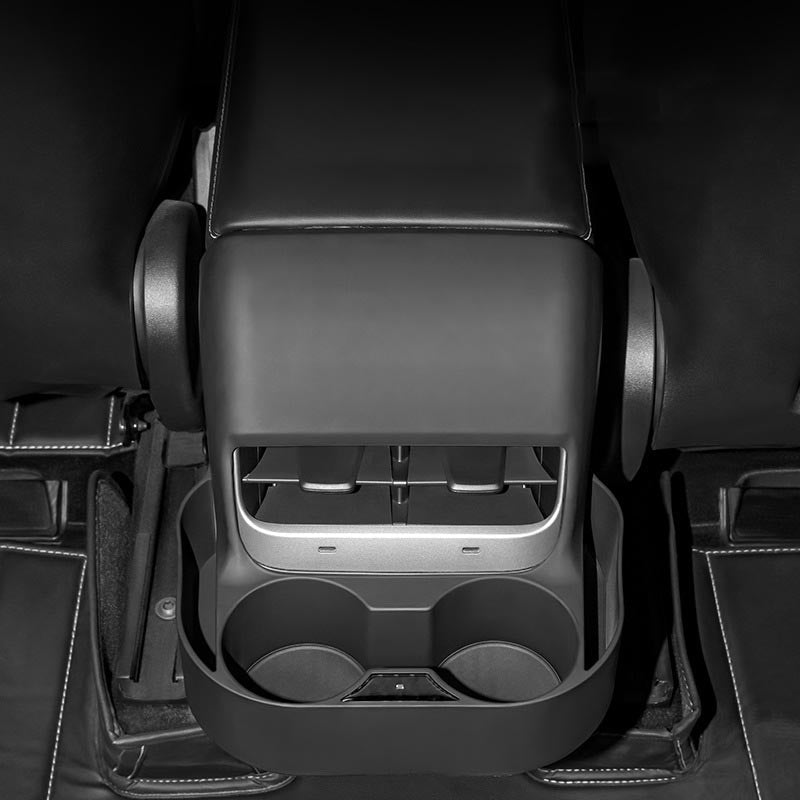 Rear Exhaust Cup Holder Storage Box for Tesla Model 3 (2017-2023) / Model Y (2020-2024) - T-Launch