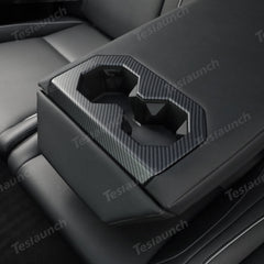 Rear Seat Cup Holder Frame Trim Cover (Carbon Fiber Pattern ABS) for Cybertruck - T-Launch