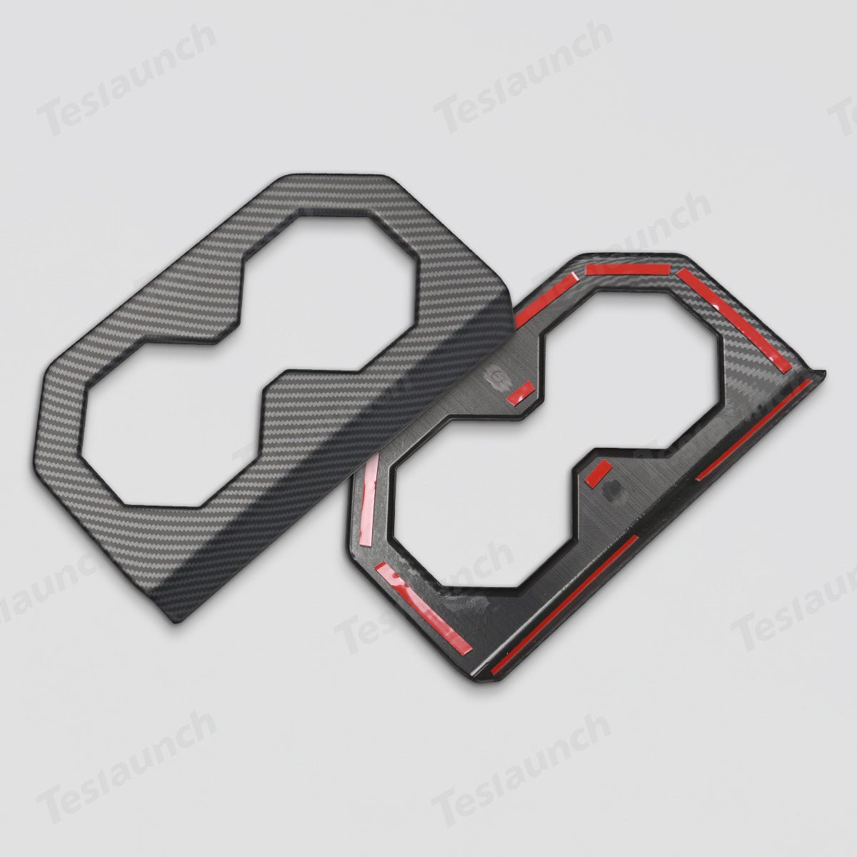 Rear Seat Cup Holder Frame Trim Cover (Carbon Fiber Pattern ABS) for Cybertruck - T-Launch
