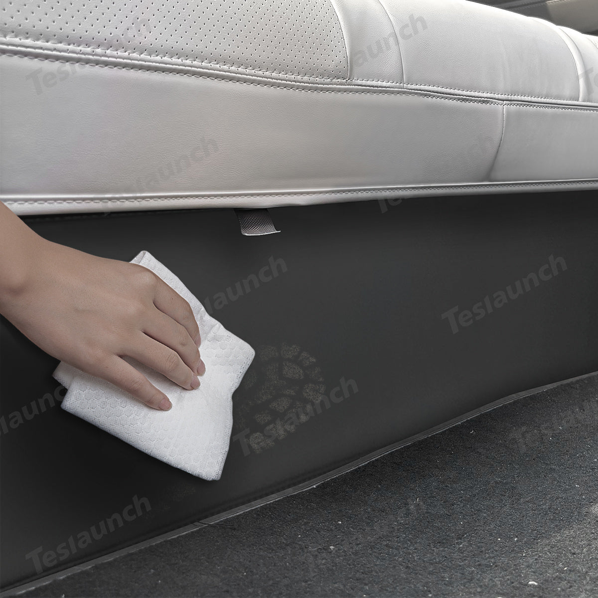 Rear Under-Seat Kick Guard – Nappa Leather Protector for Tesla Model Y Juniper 2025+ - T-Launch