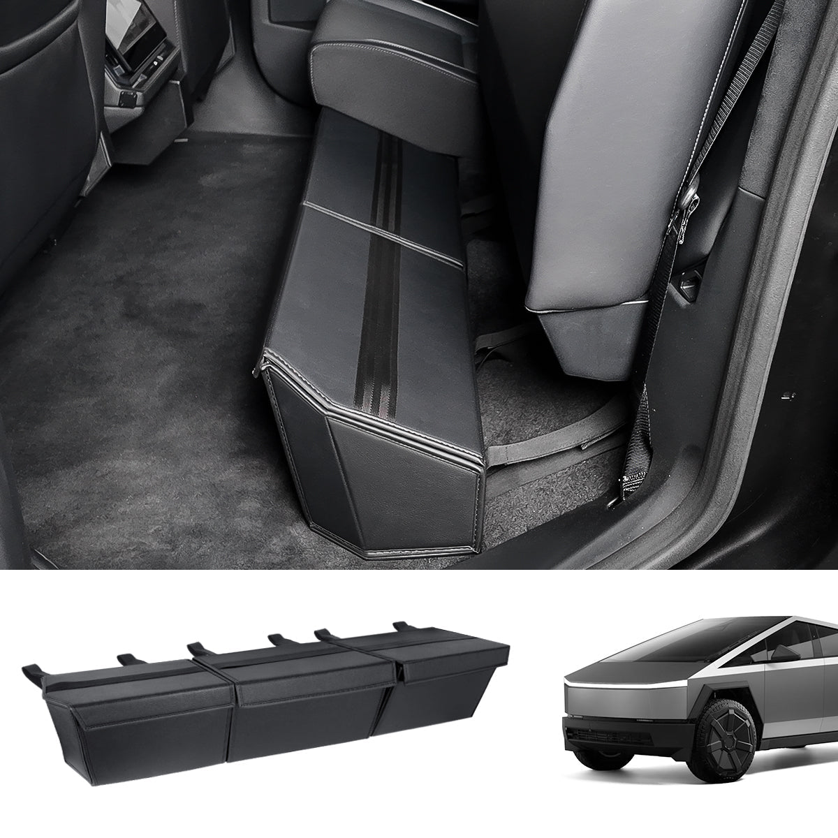 Rear Underseat Storage Box Foldable Organizer for Tesla Cybertruck (Set of 3) - T-Launch
