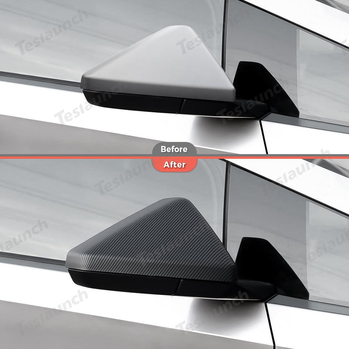 Rear View Mirror Covers (Carbon Fiber Pattern ABS) (1 Pair) for Tesla Cybertruck - T-Launch