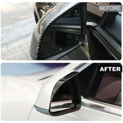 Rear View Mirrors Rain Guard (Carbon Fiber Pattern ABS) for Tesla Model 3/Y (2 Pcs) - T-Launch