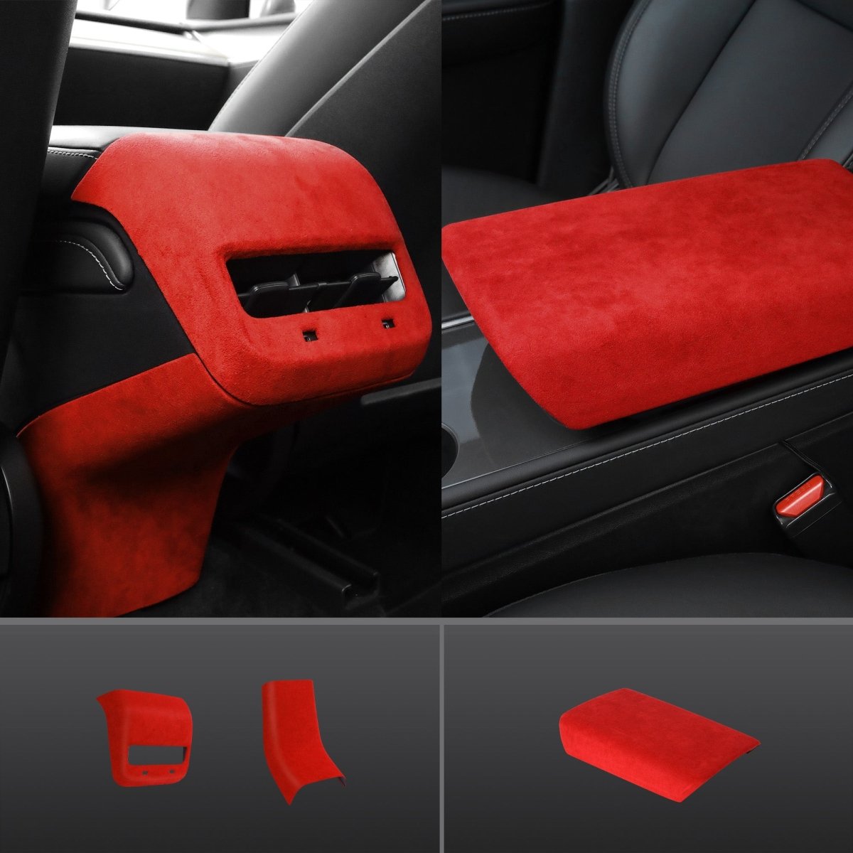 Red Alcantara Wrap Kit Interior Accessories for 2021-2023 Model 3 and Model Y - T-Launch