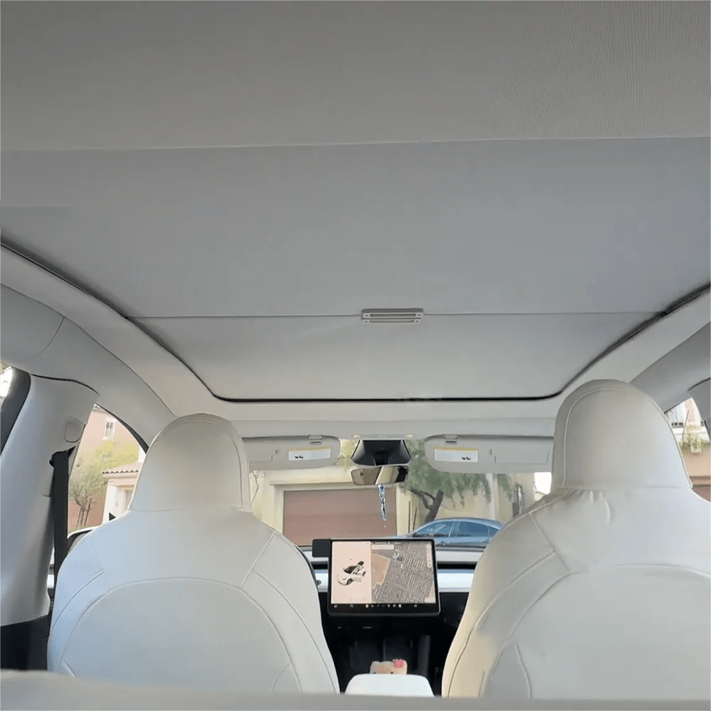Retractable Roof Sunshade for Tesla Model 3/Y - Roll Fabric Style - T-Launch