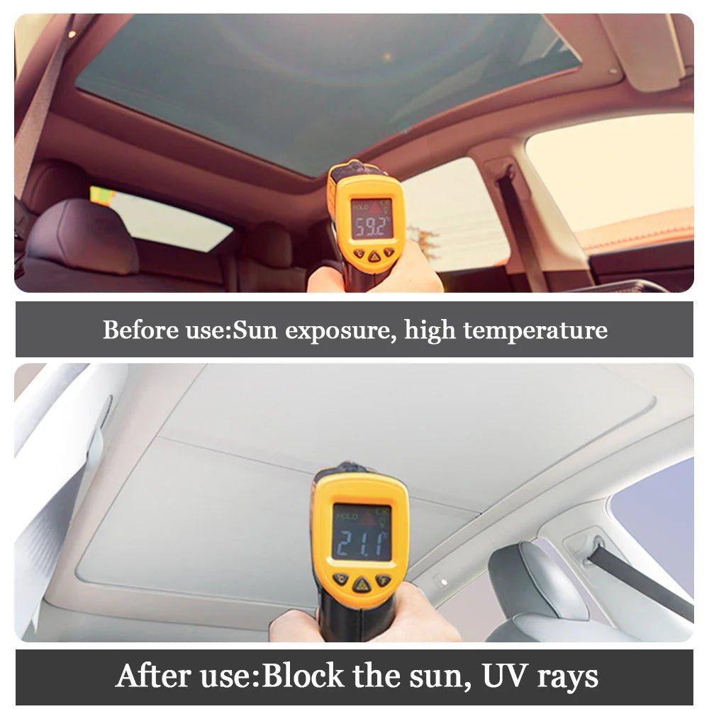 Retractable Roof Sunshade for Tesla Model 3/Y - Roll Fabric Style - T-Launch