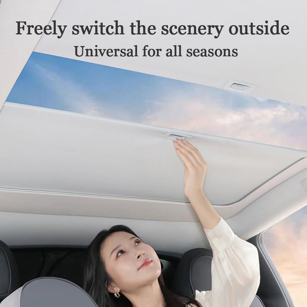 Retractable Roof Sunshade for Tesla Model 3/Y - Roll Fabric Style - T-Launch