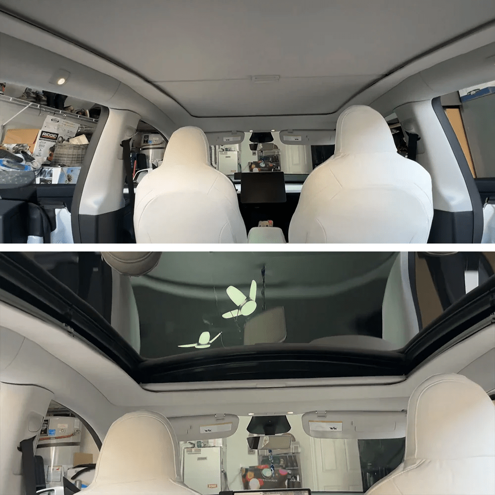 Retractable Roof Sunshade for Tesla Model 3/Y - Roll Fabric Style - T-Launch