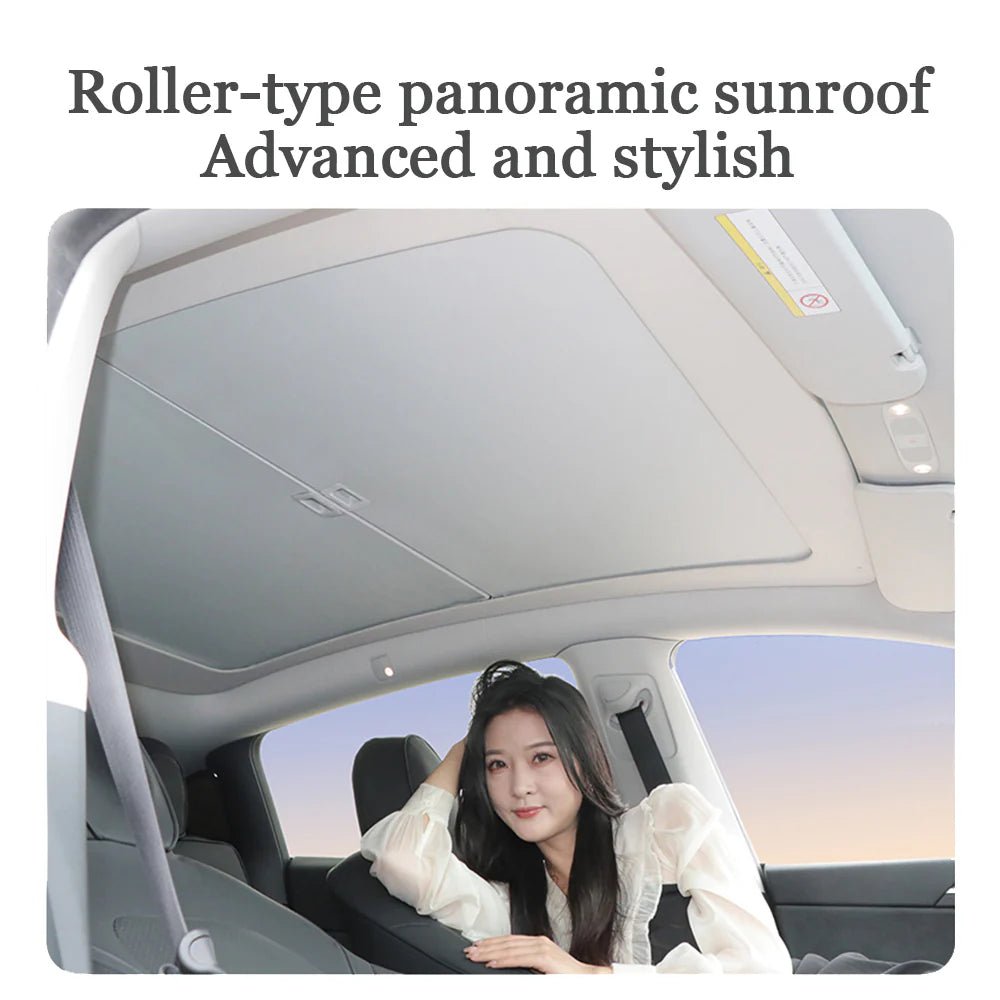 Retractable Roof Sunshade for Tesla Model 3/Y - Roll Fabric Style - T-Launch