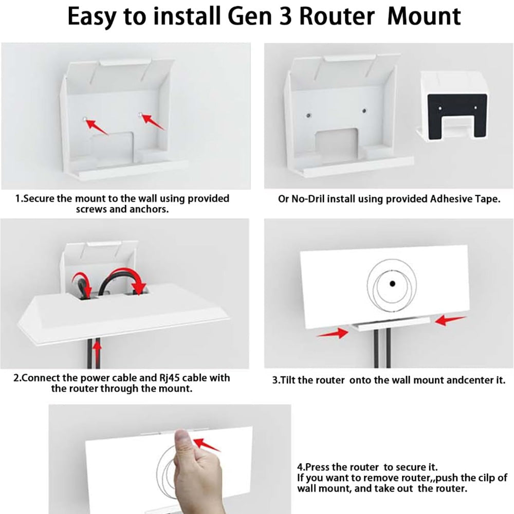 Router & Power Supply Wall Mount Kit for Starlink Gen 3 - No Drilling or Screws Required - T-Launch