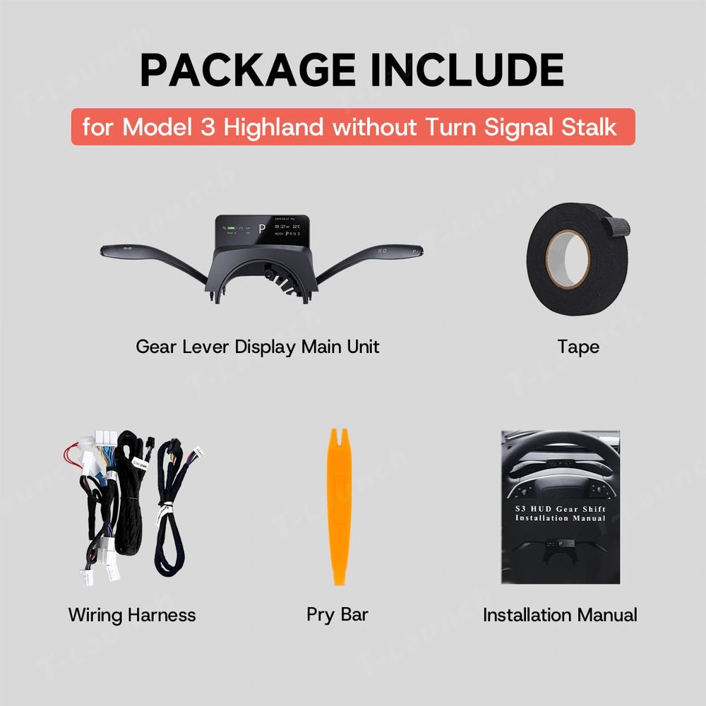 S3 HUD Gear Shift Stalk Kit for Tesla Model Y Juniper 2025+ / Model 3 Highland 2024+ - T-Launch