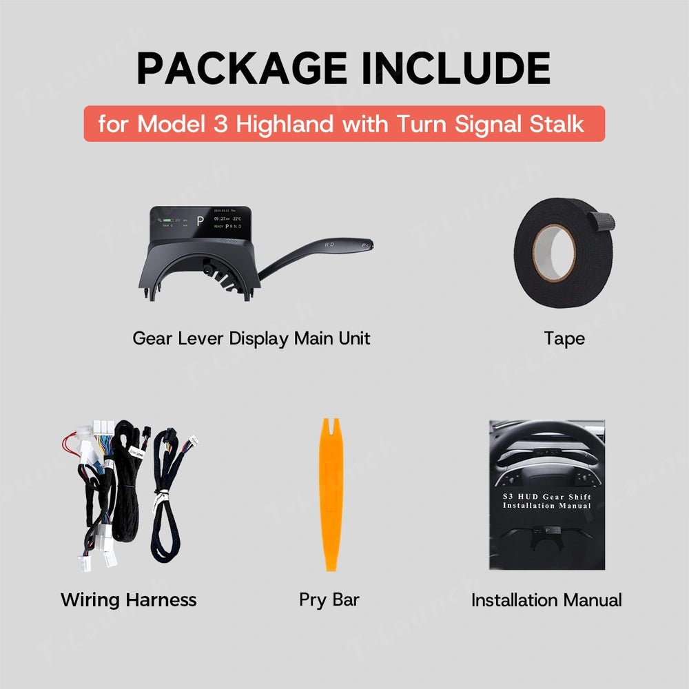 S3 HUD Gear Shift Stalk Kit for Tesla Model Y Juniper 2025+ / Model 3 Highland 2024+ - T-Launch