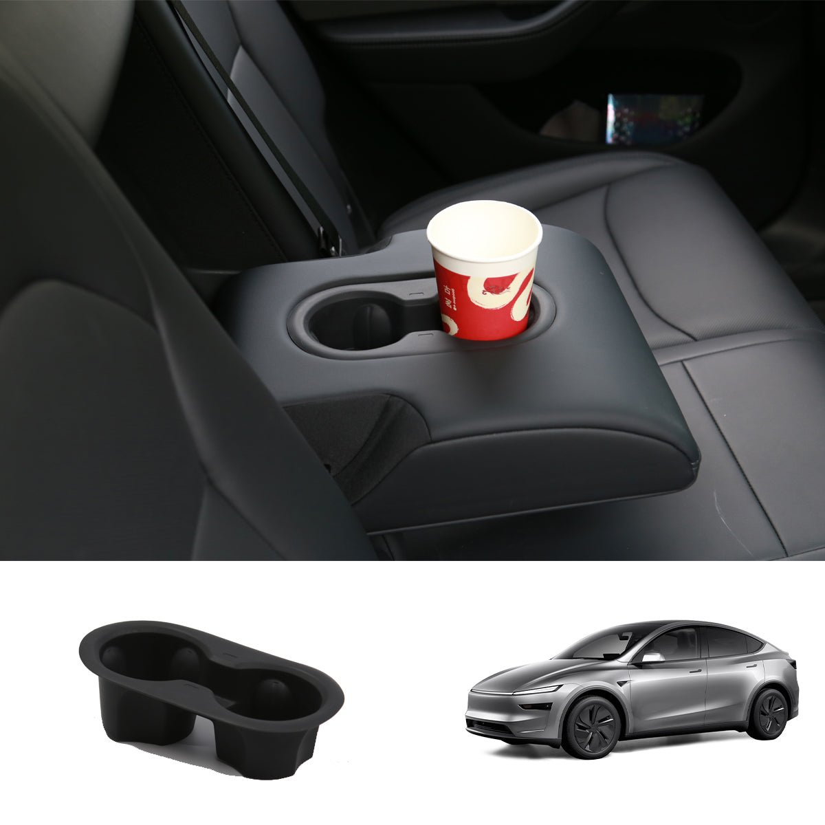 Seat Rear Non-slip Silicone Cup Holder Insert For Tesla Model Y Juniper 2025+ - T-Launch