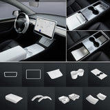 Matte White Interior Upgrade Kit For Tesla 2021-2023 Model 3