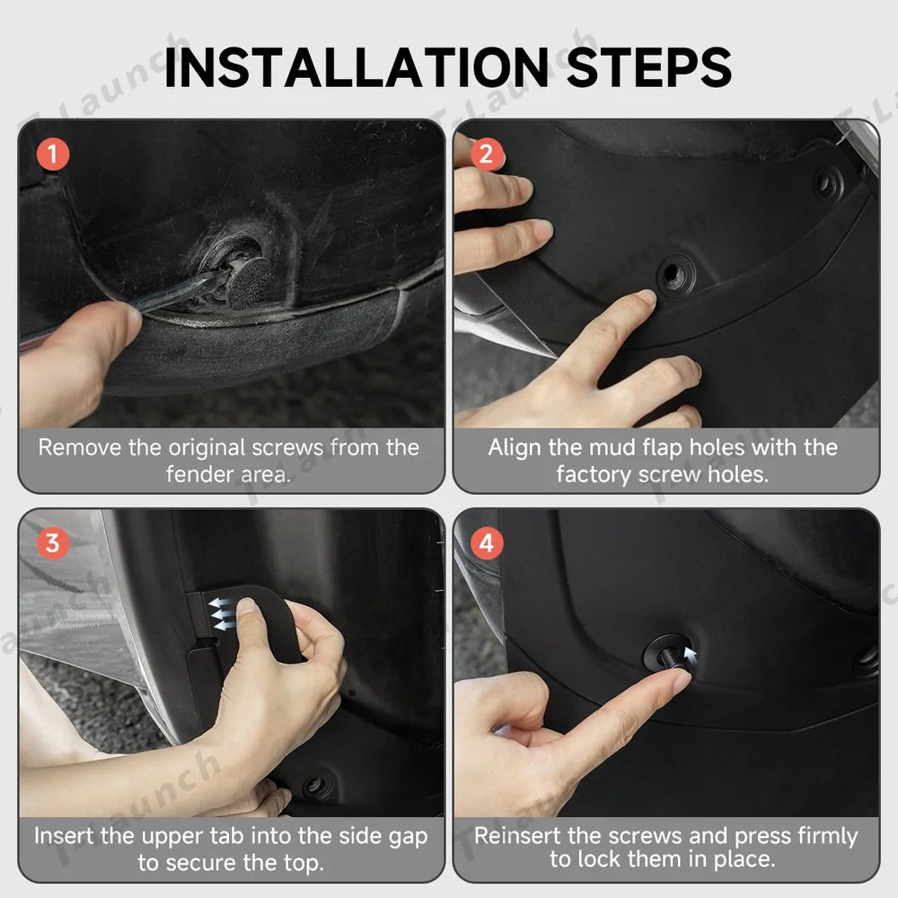Short Invisible Mud Flaps Splash Guards for Tesla Model Y Juniper 2025+ - T-Launch