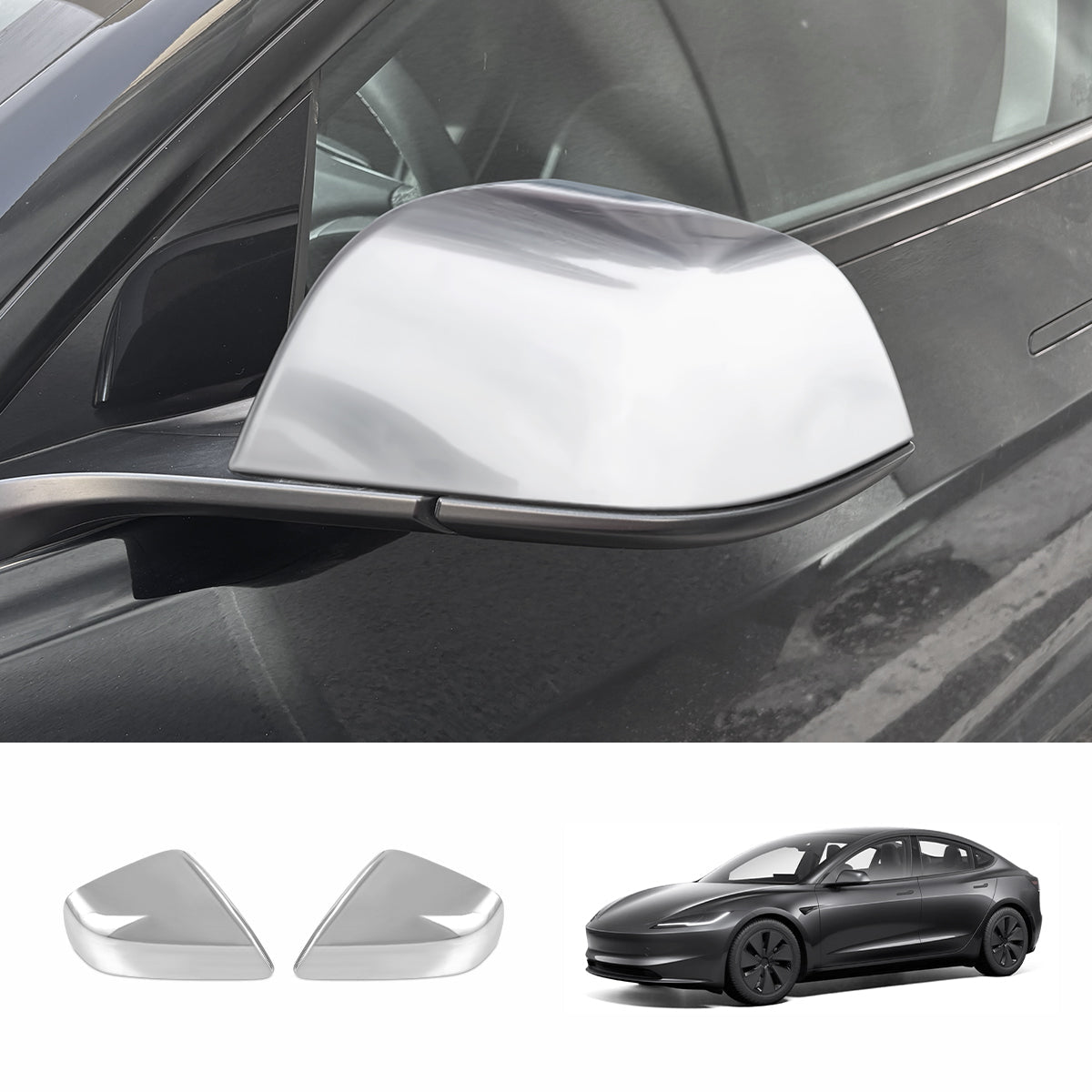 Side Mirror Cover Caps – Protective & Stylish Exterior Trim for Tesla 2024+ Model 3 Highland - T-Launch