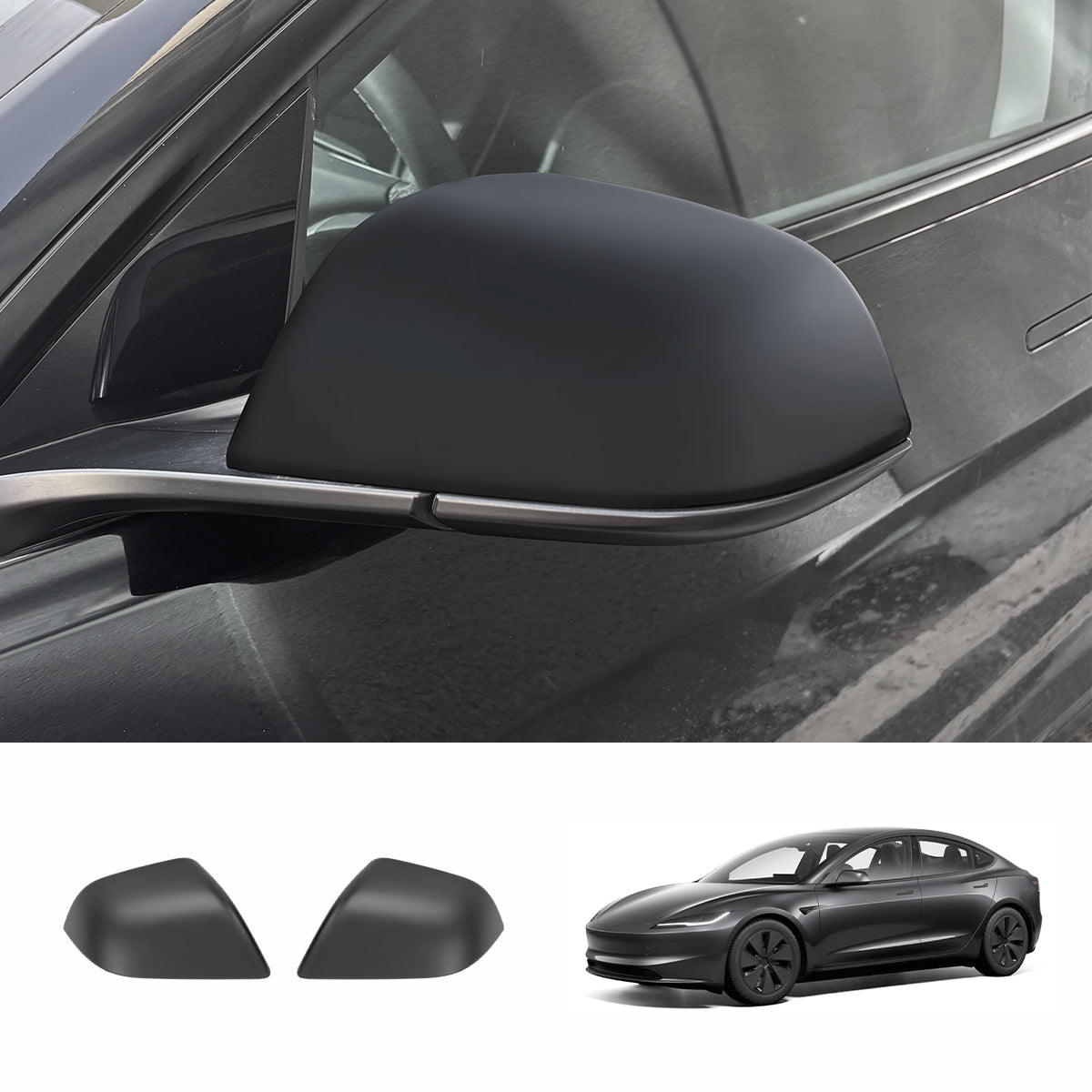 Side Mirror Cover Caps – Protective & Stylish Exterior Trim for Tesla 2024+ Model 3 Highland - T-Launch