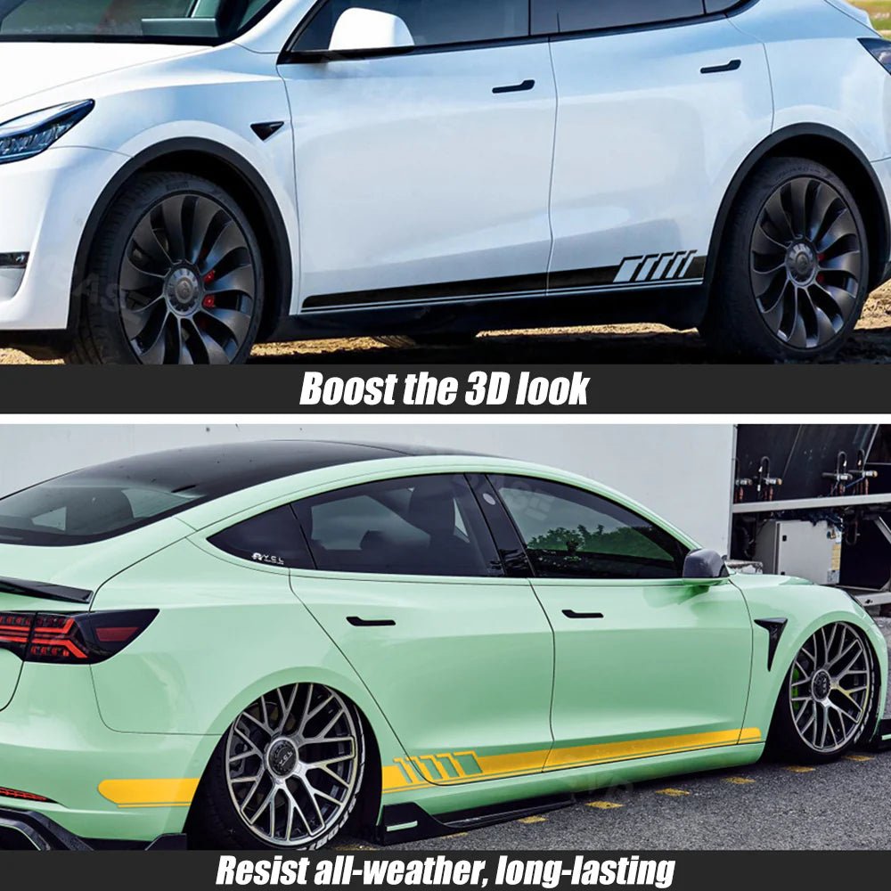 Side Skirt Decal DIY Sticker Side Body Racing Stripe Sticker For Tesla Model 3/Y/S/X - T-Launch