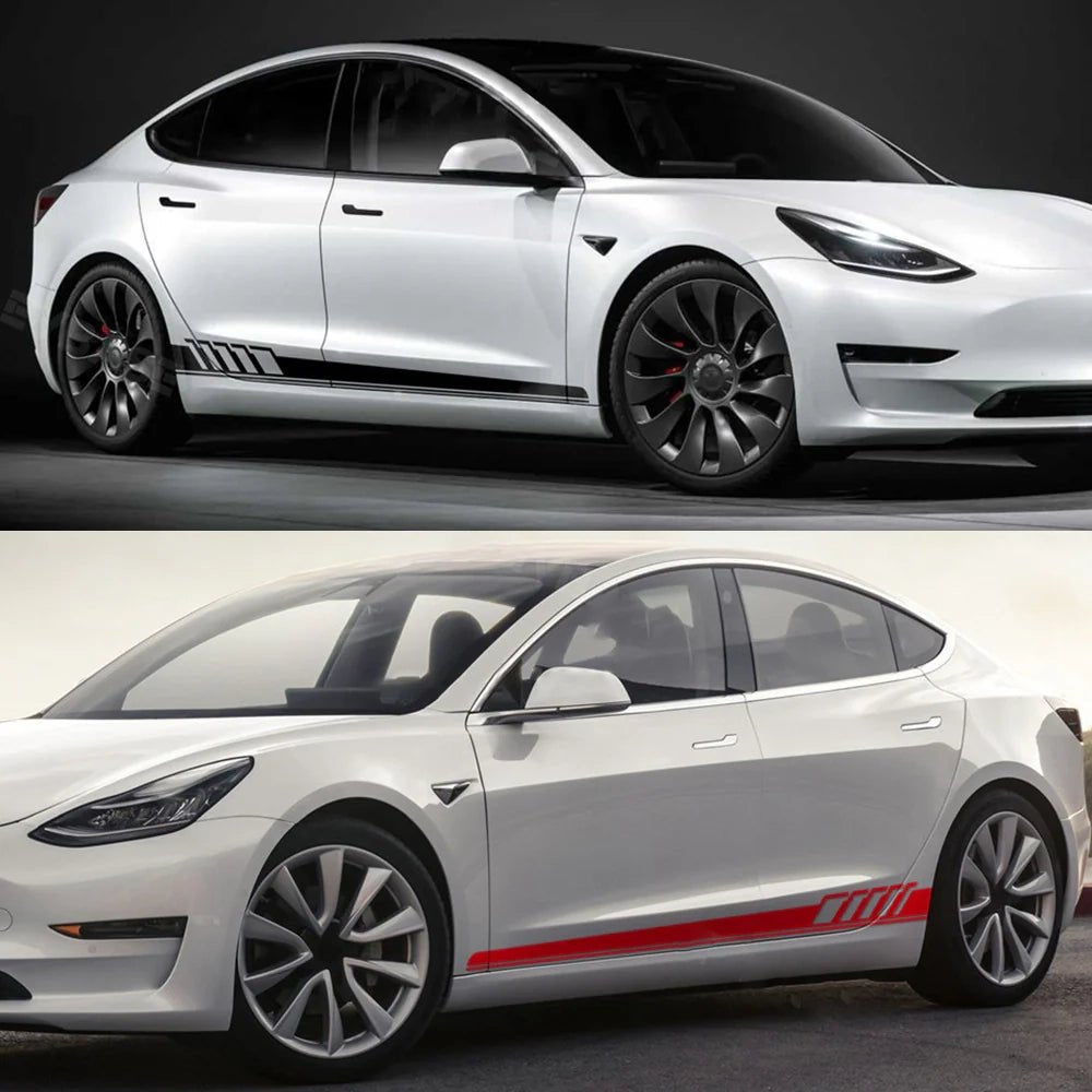 Side Skirt Decal DIY Sticker Side Body Racing Stripe Sticker For Tesla Model 3/Y/S/X - T-Launch