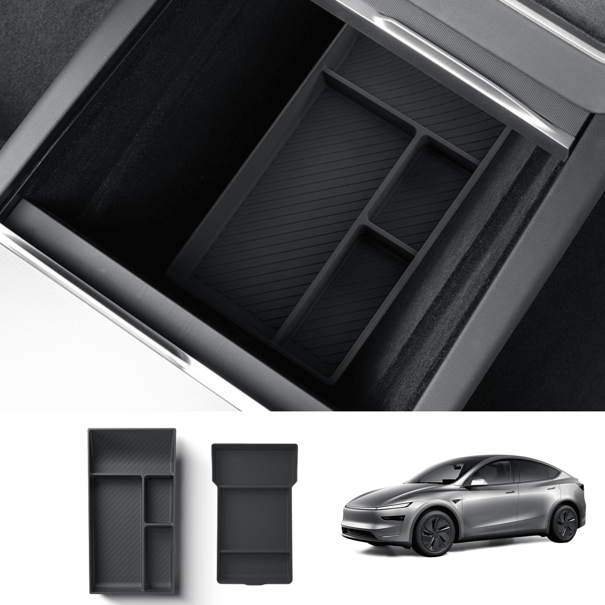 Silicone Center Console & Armrest Lower Storage Tray for Tesla Model Y Juniper 2025+ - T-Launch