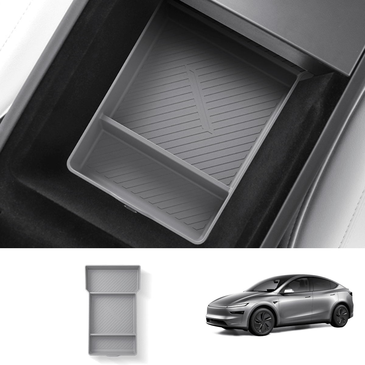 Silicone Center Console & Armrest Lower Storage Tray for Tesla Model Y Juniper 2025+ - T-Launch