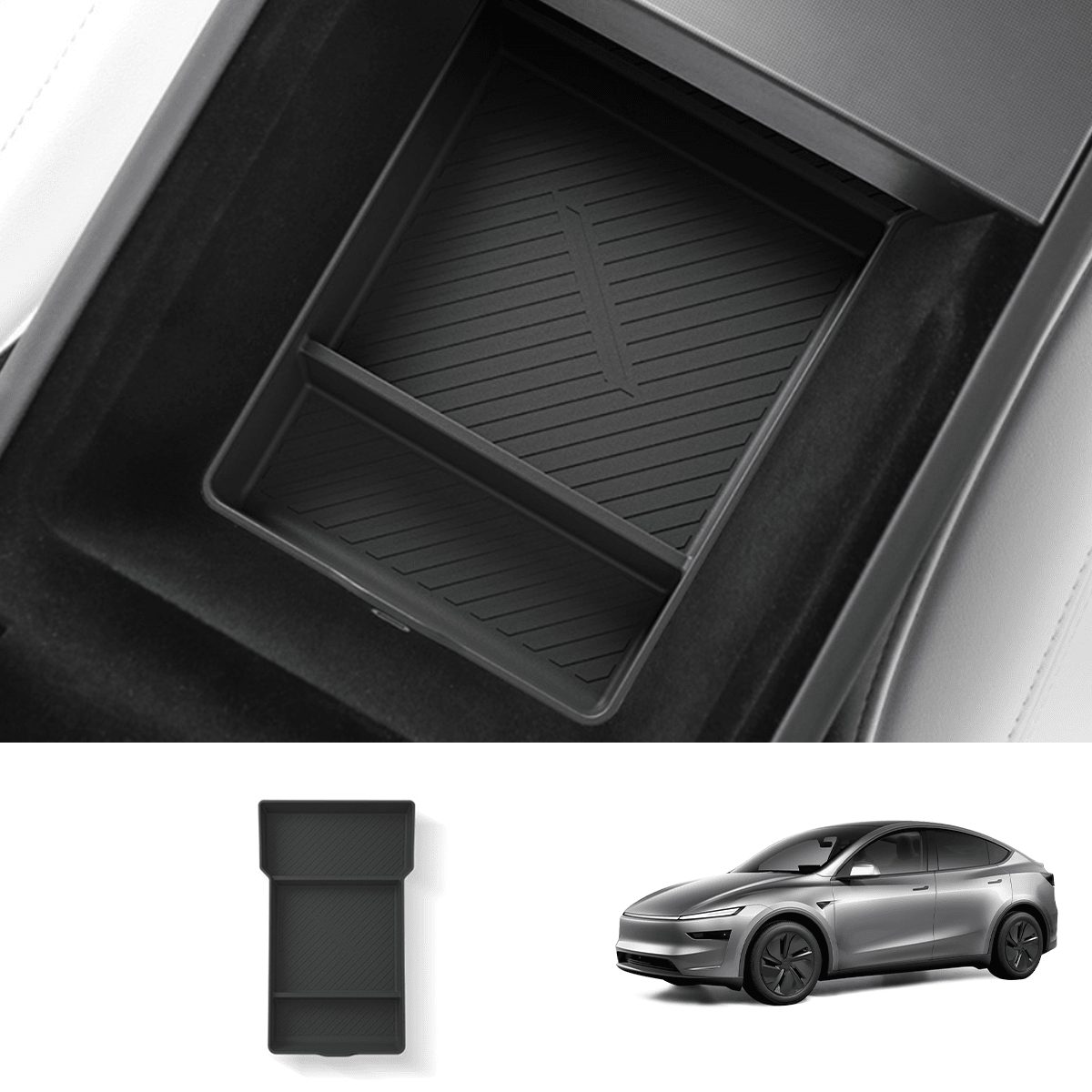 Silicone Center Console & Armrest Lower Storage Tray for Tesla Model Y Juniper 2025+ - T-Launch