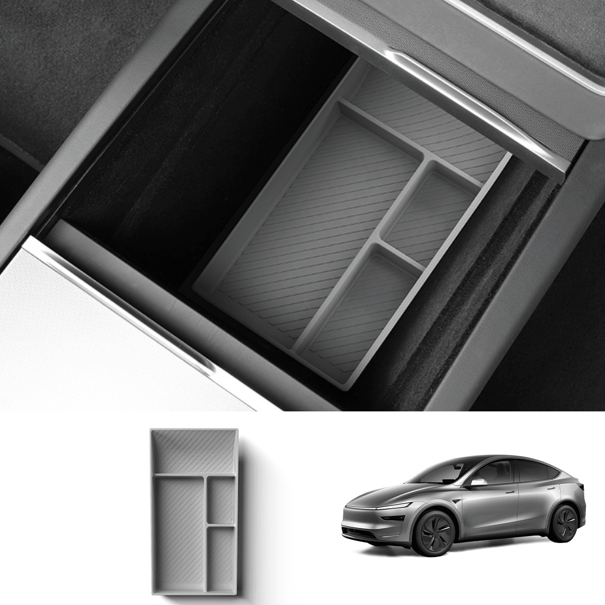 Silicone Center Console & Armrest Lower Storage Tray for Tesla Model Y Juniper 2025+ - T-Launch