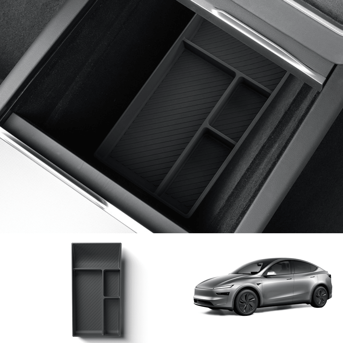 Silicone Center Console & Armrest Lower Storage Tray for Tesla Model Y Juniper 2025+ - T-Launch