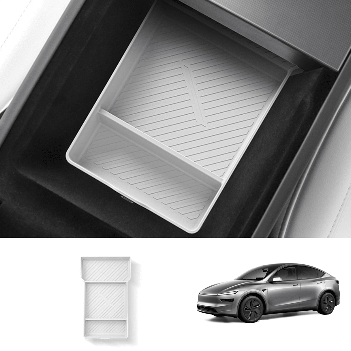 Silicone Center Console & Armrest Lower Storage Tray for Tesla Model Y Juniper 2025+ - T-Launch
