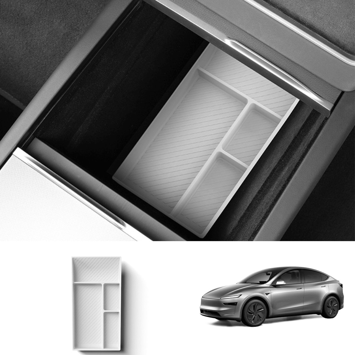 Silicone Center Console & Armrest Lower Storage Tray for Tesla Model Y Juniper 2025+ - T-Launch