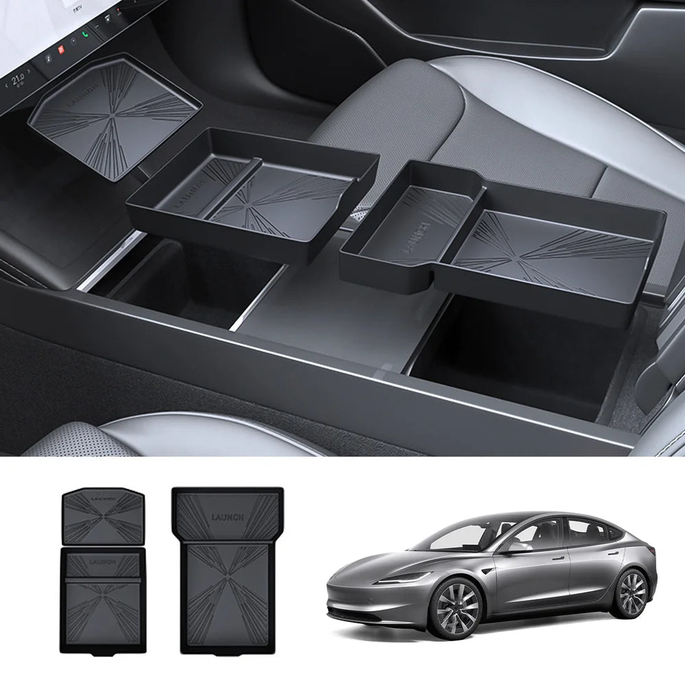 Silicone Console Armrest Box Lower Storage Tray for Tesla 2024+ Model 3 Highland - T-Launch
