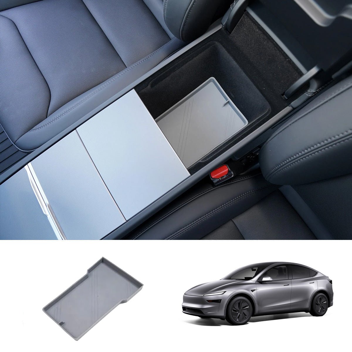 Silicone Console Armrest Box Lower Storage Tray for Tesla Model Y Juniper 2025+ - T-Launch