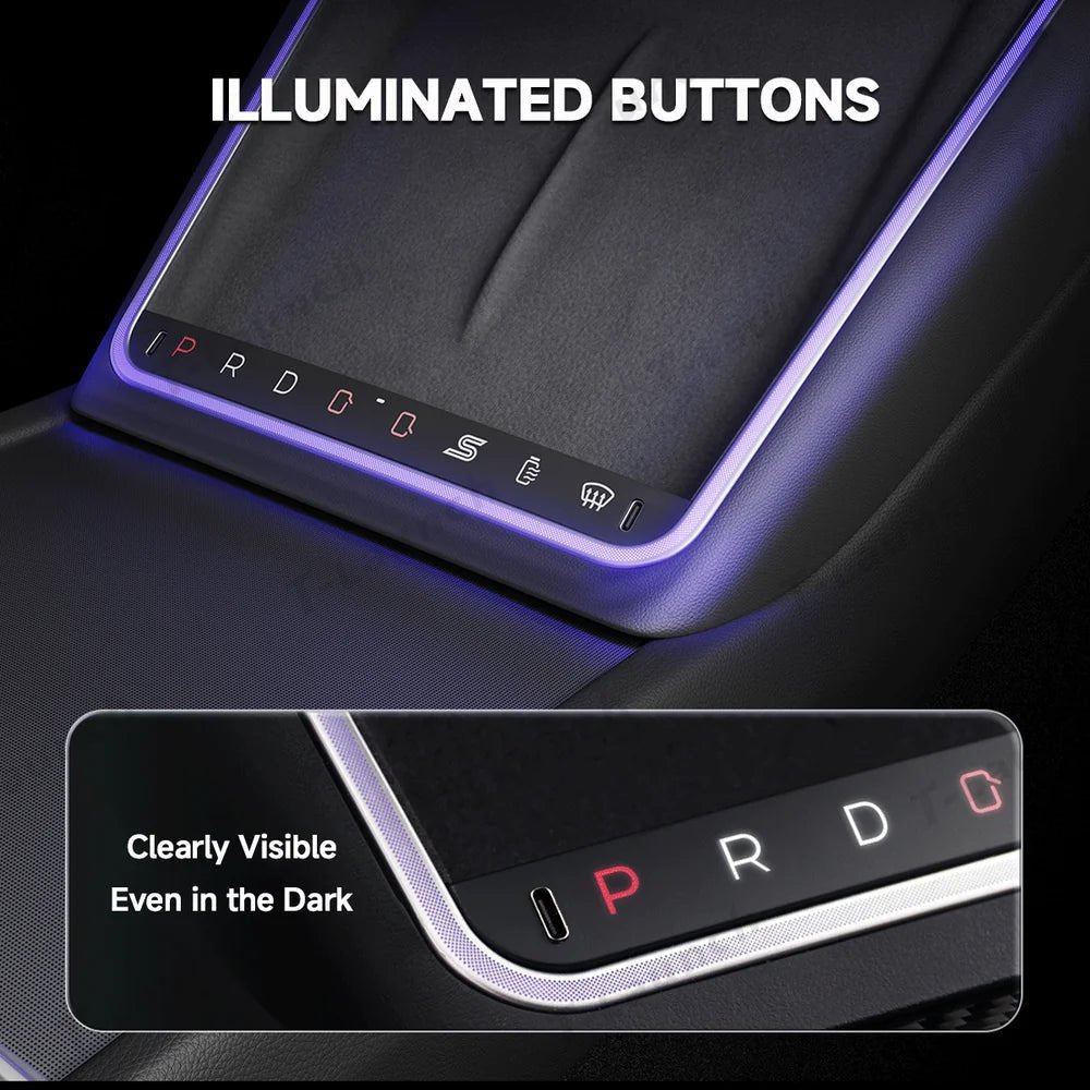 Smart Touch Center Console Wireless Charging Dock with Ambient Light Sync for Tesla Model Y Juniper 2025+ / Model 3 Highland 2024+ - T-Launch