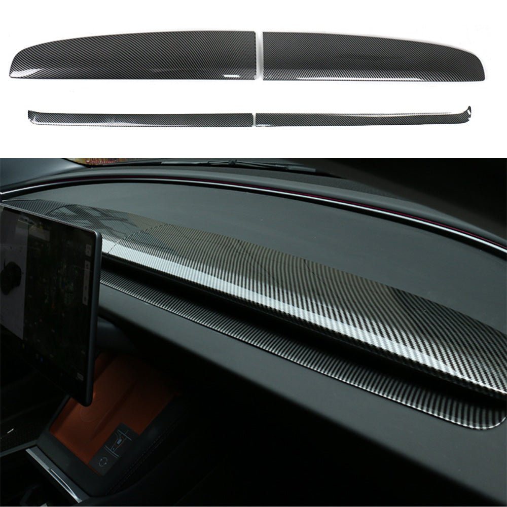 Split Dashboard Cover & Dashboard Air Outlet Cover (Carbon Fiber Pattern ABS) for Tesla Model 3 Highland 2024+ - T-Launch