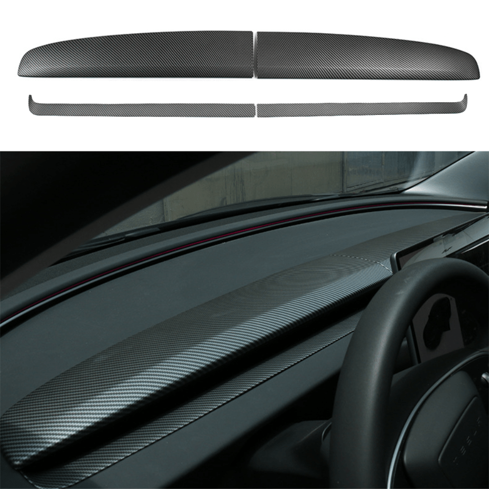 Split Dashboard Cover & Dashboard Air Outlet Cover (Carbon Fiber Pattern ABS) for Tesla Model 3 Highland 2024+ - T-Launch