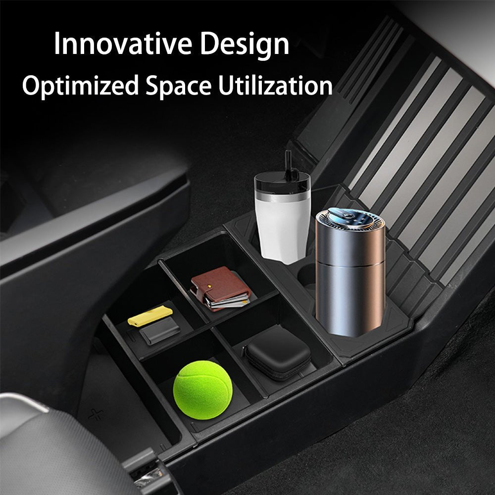 Split Lower Center Console Storage Tray with Cup Holder for Cybertruck - T-Launch