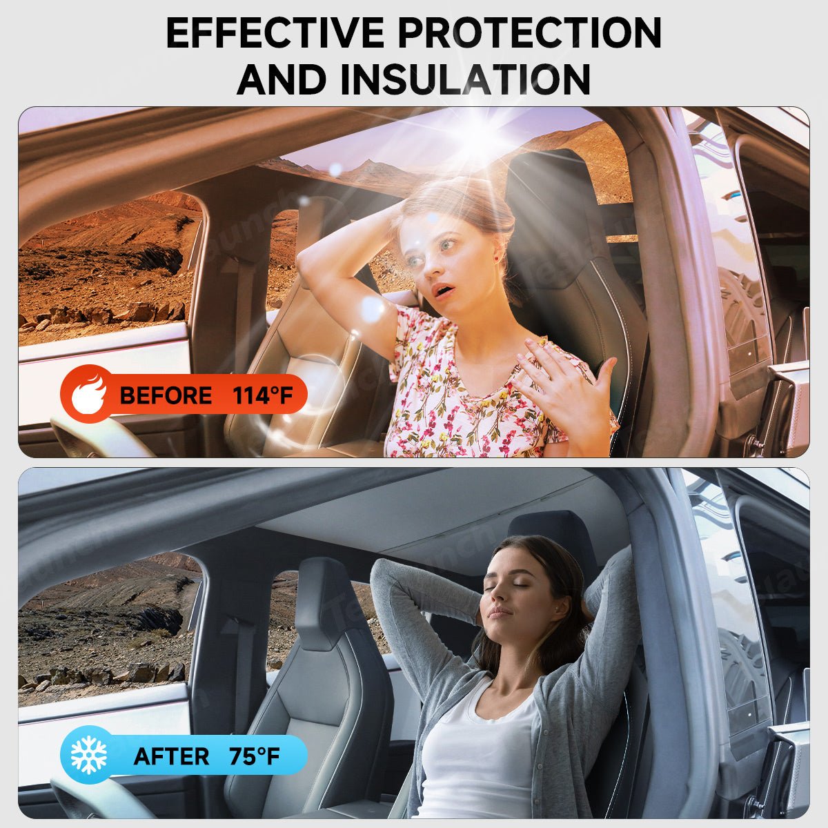 Split Nano Ice Crystal Glass Roof Sunshade for Cybertruck (2 PCS) - T-Launch