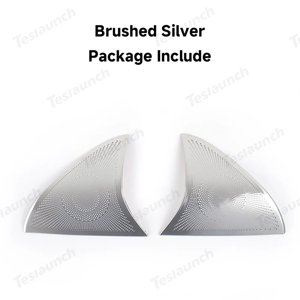 Stainless Steel Front Door Triangle Speaker Covers for Tesla Model Y Juniper 2025+ - T-Launch