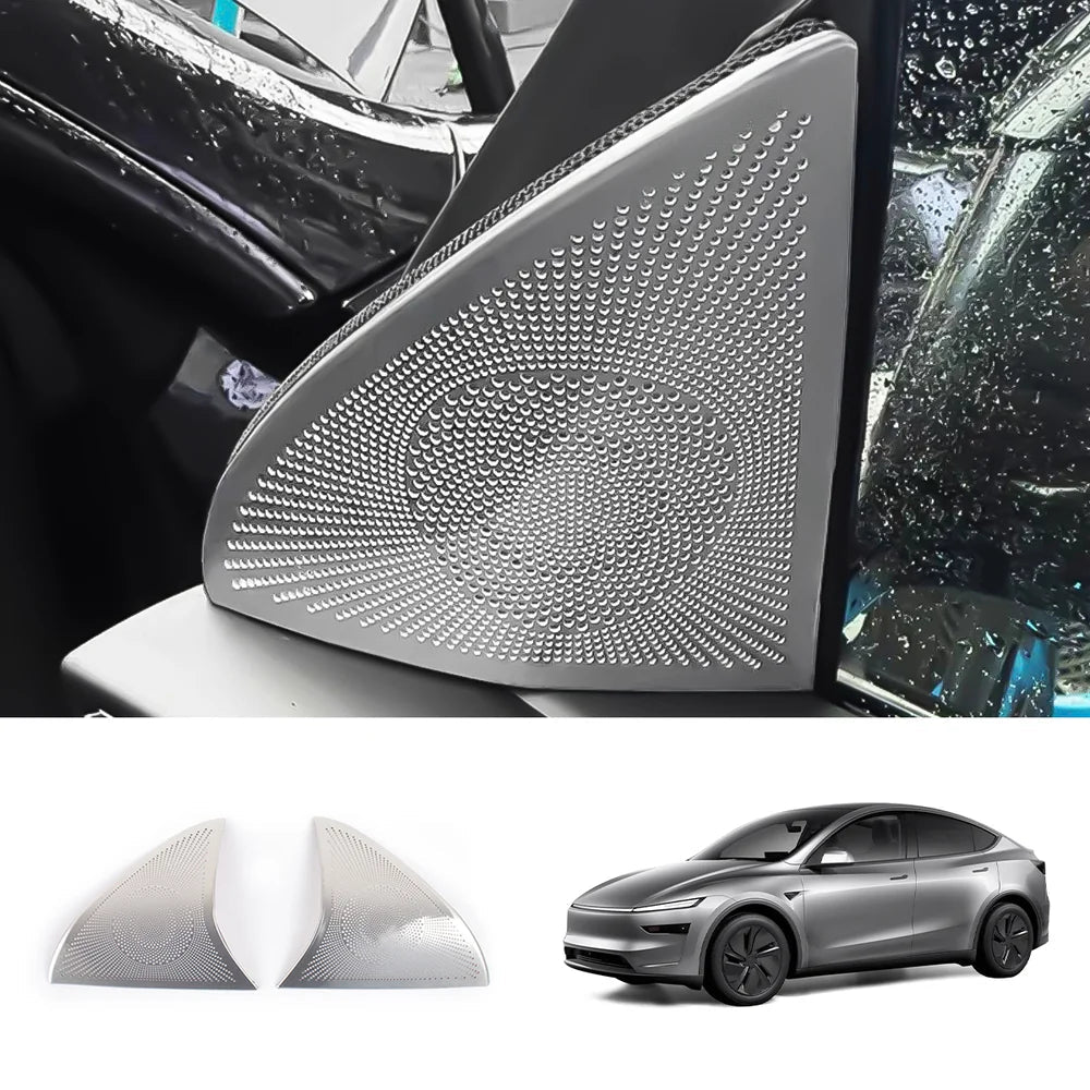 Stainless Steel Front Door Triangle Speaker Covers for Tesla Model Y Juniper 2025+ - T-Launch