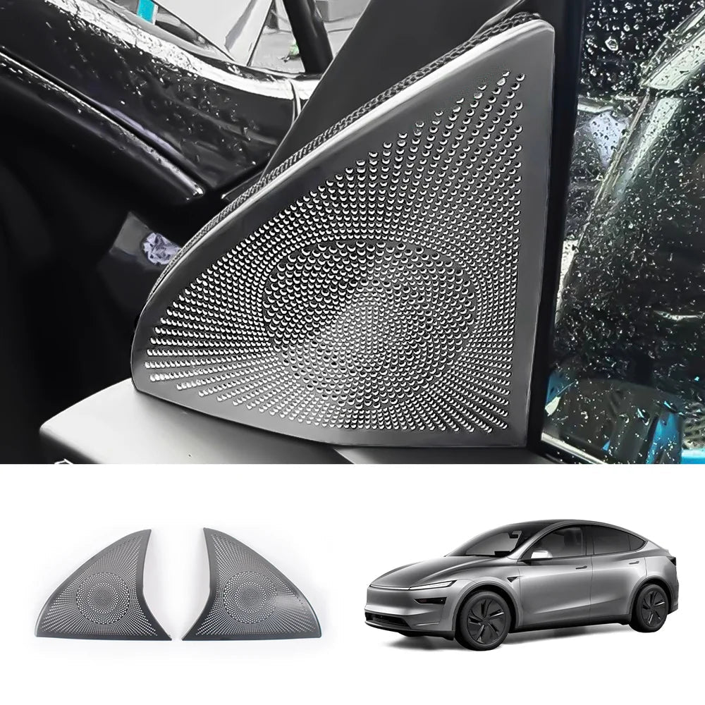 Stainless Steel Front Door Triangle Speaker Covers for Tesla Model Y Juniper 2025+ - T-Launch