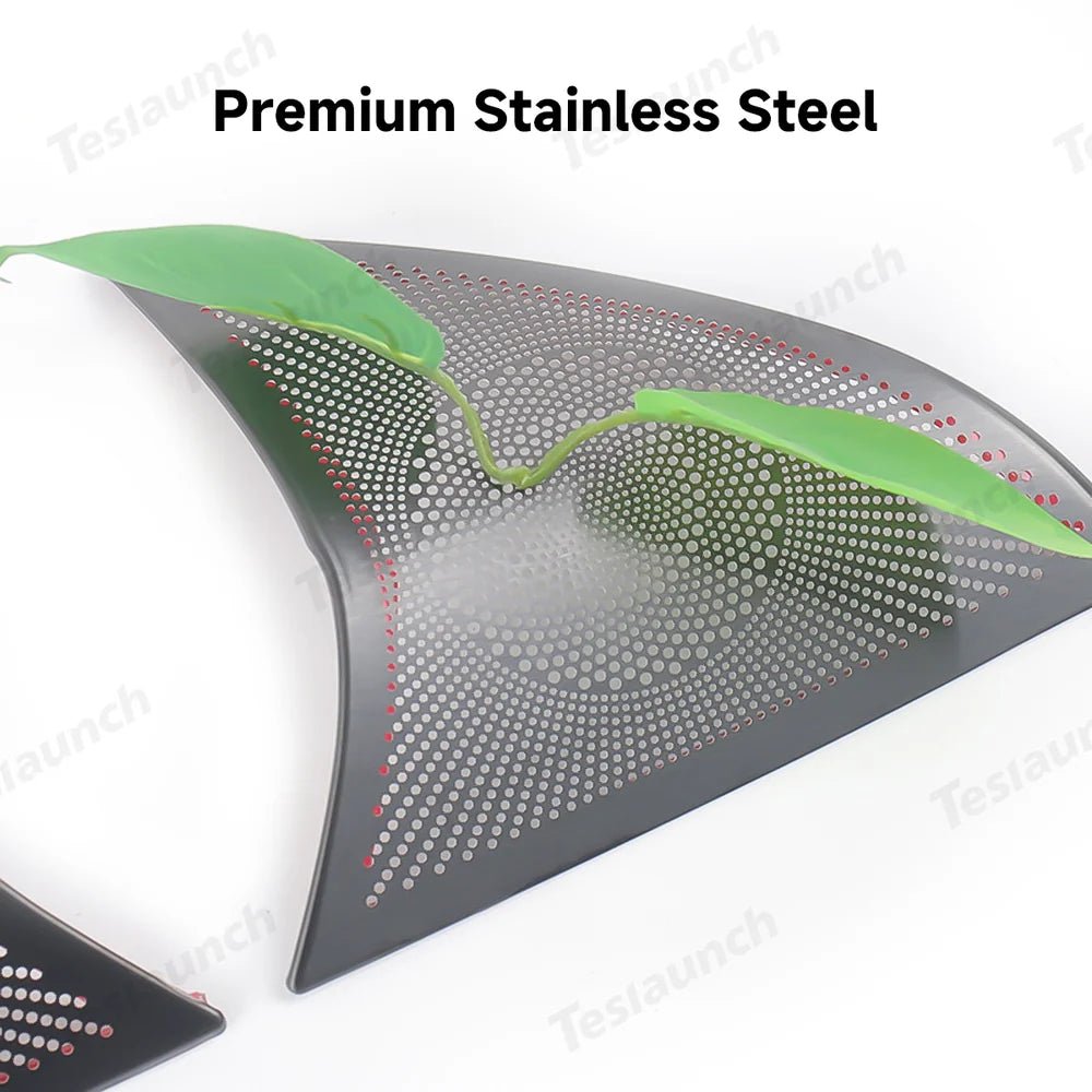 Stainless Steel Front Door Triangle Speaker Covers for Tesla Model Y Juniper 2025+ - T-Launch